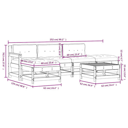 6 Piece Garden Lounge Set with Cushions Grey Solid Wood