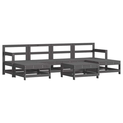 7 Piece Garden Lounge Set with Cushions Grey Solid Wood