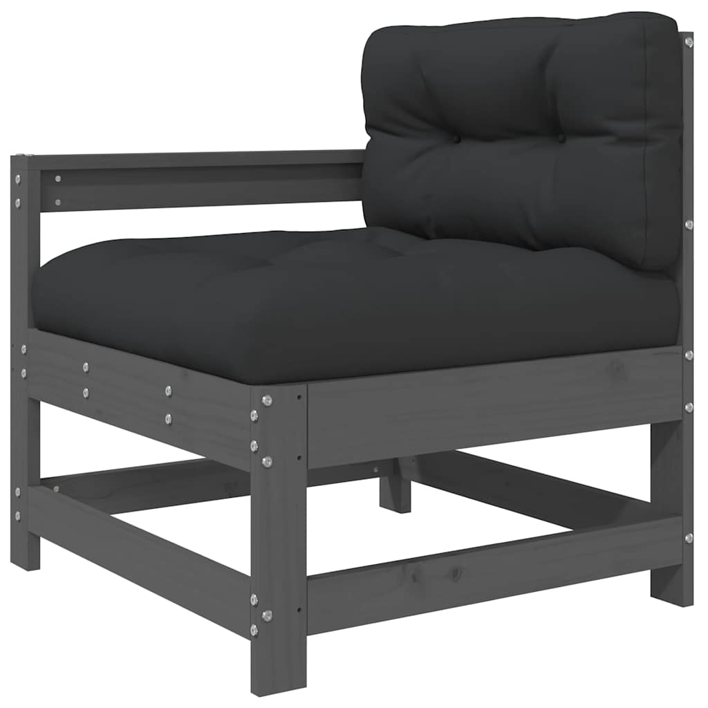 7 Piece Garden Lounge Set with Cushions Grey Solid Wood