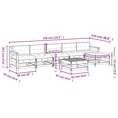 7 Piece Garden Lounge Set with Cushions Grey Solid Wood