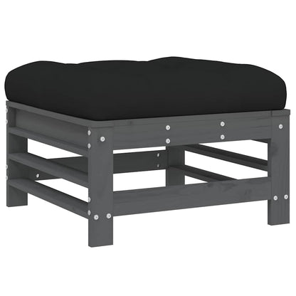 3 Piece Garden Lounge Set with Cushions Grey Solid Wood