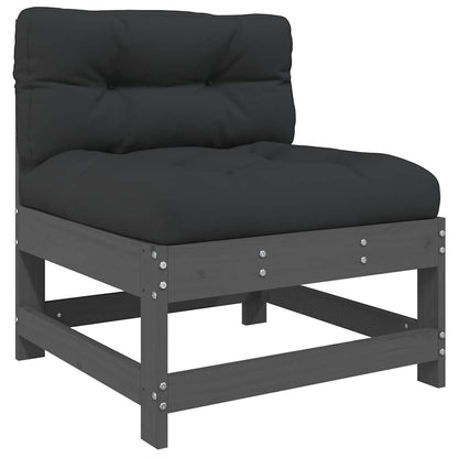 5 Piece Garden Lounge Set with Cushions Grey Solid Wood