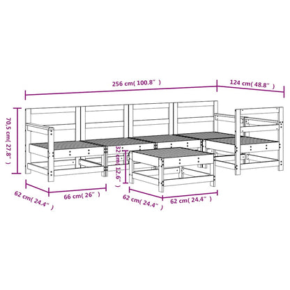 6 Piece Garden Lounge Set Solid Wood Pine