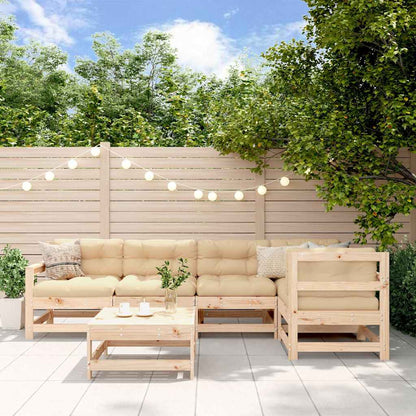 Garden Lounge Set | Natural Wood | Solid Pine Wood | 6 Piece | Modular