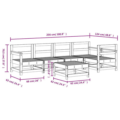 6 Piece Garden Lounge Set White Solid Wood Pine