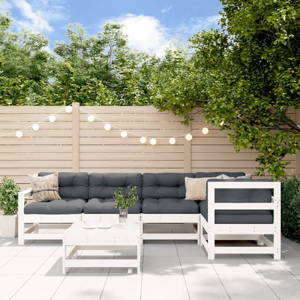 Garden Lounge Set | White | Solid pine wood | Large |  Modular