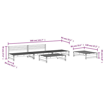5 Piece Garden Lounge Set Grey Solid Wood Pine