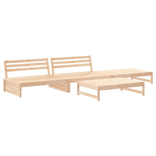 4 Piece Garden Lounge Set Solid Wood Pine