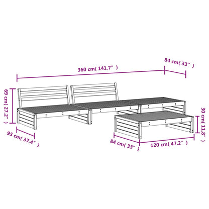 4 Piece Garden Lounge Set Solid Wood Pine