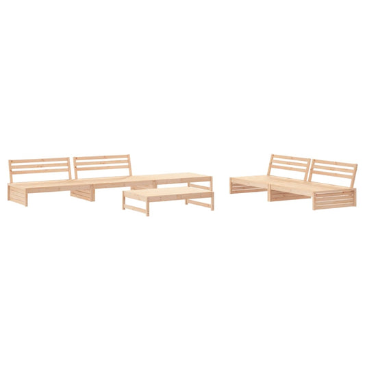 6 Piece Garden Lounge Set Solid Wood Pine