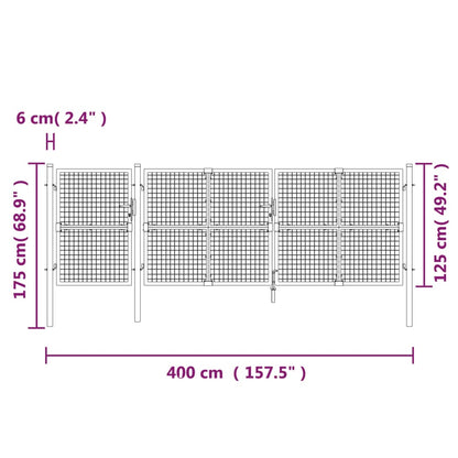 Mesh Garden Gate Silver 400x125 cm Galvanised Steel