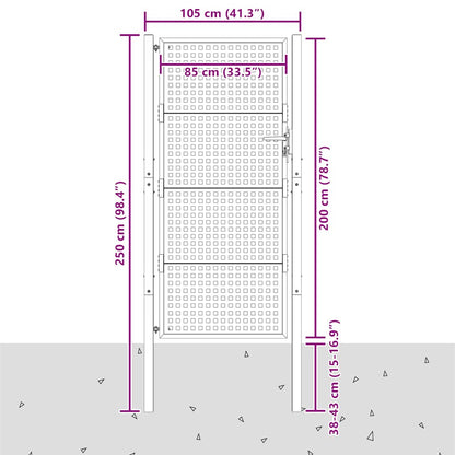 Garden Gate Anthracite 100x200 cm Steel