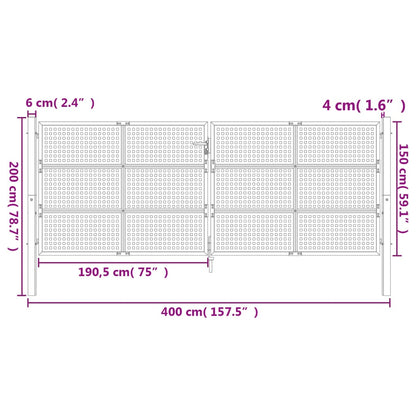 Garden Gate Anthracite 400x150 cm Steel