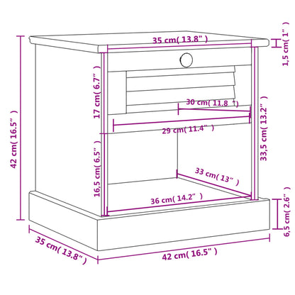 Bedside Cabinet "VIGO" White 42x35x42 cm Solid Wood Pine