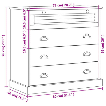 Chest of Drawers VIGO White 80x40x76 cm Solid Wood Pine