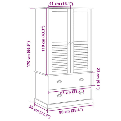 Wardrobe VIGO 90x55x170 cm Solid Wood Pine
