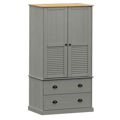Wardrobe VIGO Grey 90x55x170 cm Solid Wood Pine