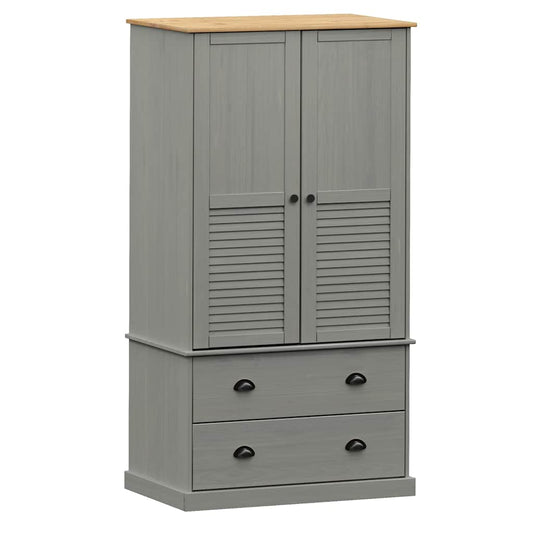 Wardrobe VIGO Grey 90x55x170 cm Solid Wood Pine
