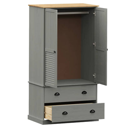 Wardrobe VIGO Grey 90x55x170 cm Solid Wood Pine