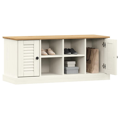 Shoe Bench VIGO White 106x35x45 cm Solid Wood Pine