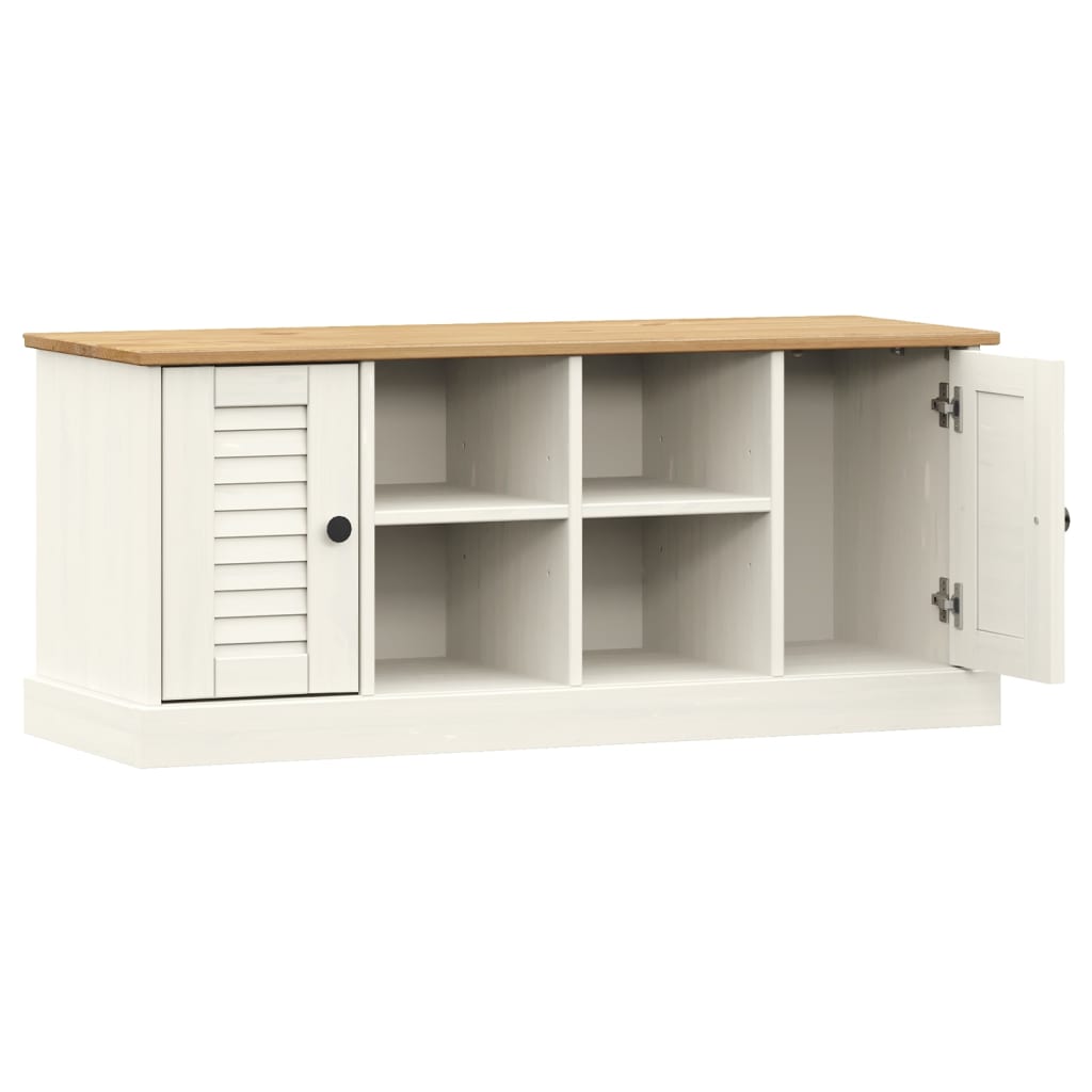 Shoe Bench VIGO White 106x35x45 cm Solid Wood Pine
