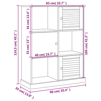 Bookcase VIGO White 90x35x114.5 cm Solid Wood Pine