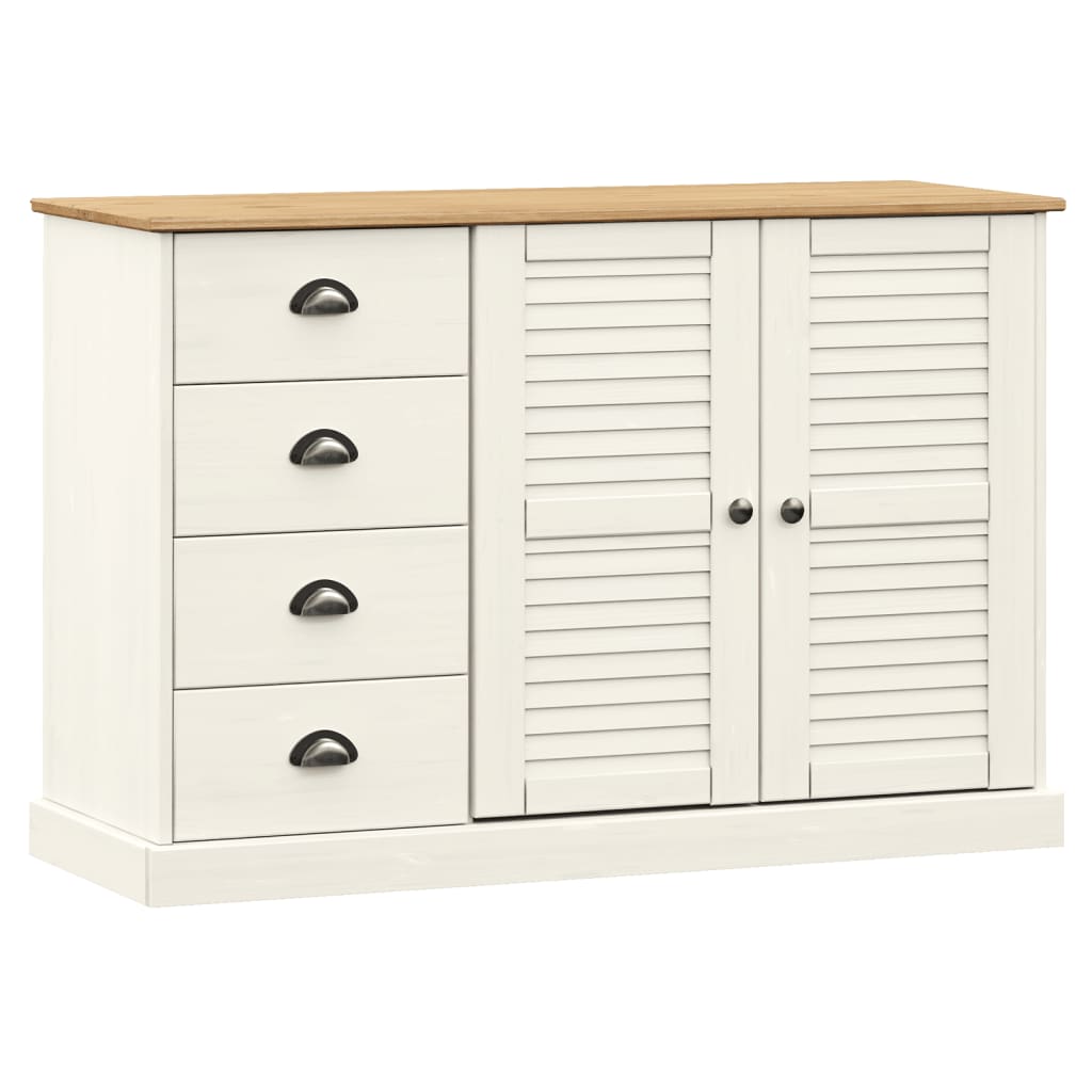 Sideboard with Drawers VIGO 113x40x75 cm White Solid Wood Pine