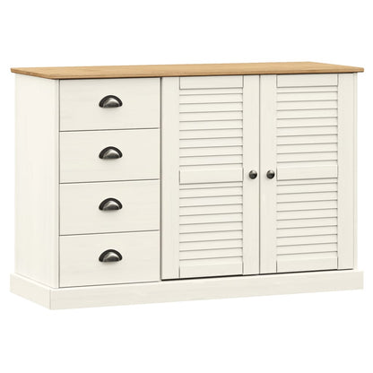 Sideboard with Drawers VIGO 113x40x75 cm White Solid Wood Pine