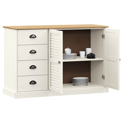 Sideboard with Drawers VIGO 113x40x75 cm White Solid Wood Pine