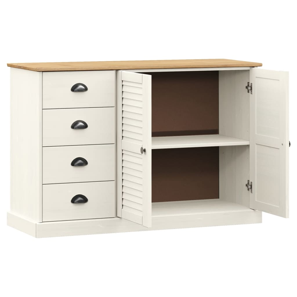 Sideboard with Drawers VIGO 113x40x75 cm White Solid Wood Pine