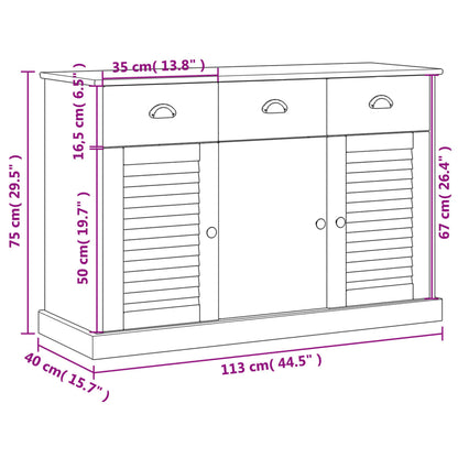 Sideboard with Drawers VIGO 113x40x75 cm Solid Wood Pine