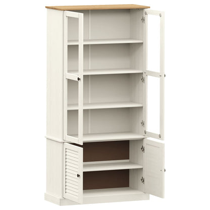Glass Display Cabinet VIGO White 85x35x170 cm Solid Wood Pine