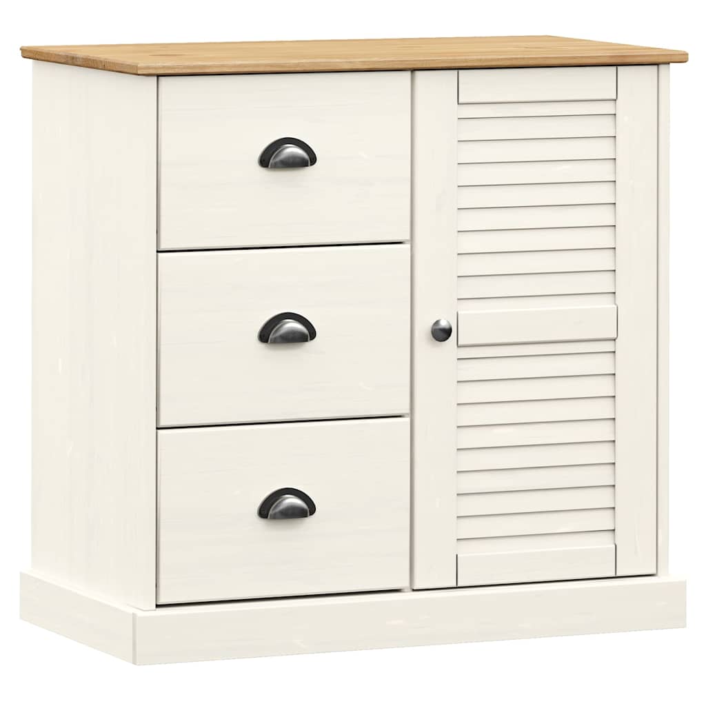 Sideboard with Drawers VIGO 78x40x75 cm White Solid Wood Pine