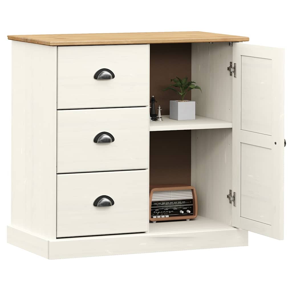 Sideboard with Drawers VIGO 78x40x75 cm White Solid Wood Pine