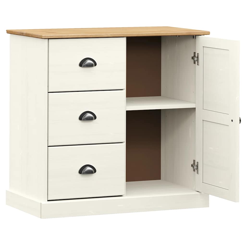 Sideboard with Drawers VIGO 78x40x75 cm White Solid Wood Pine