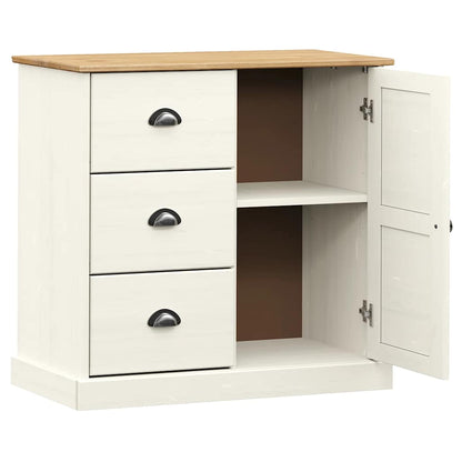 Sideboard with Drawers VIGO 78x40x75 cm White Solid Wood Pine