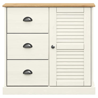 Sideboard with Drawers VIGO 78x40x75 cm White Solid Wood Pine