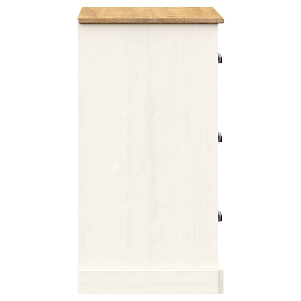 Sideboard with Drawers VIGO 78x40x75 cm White Solid Wood Pine