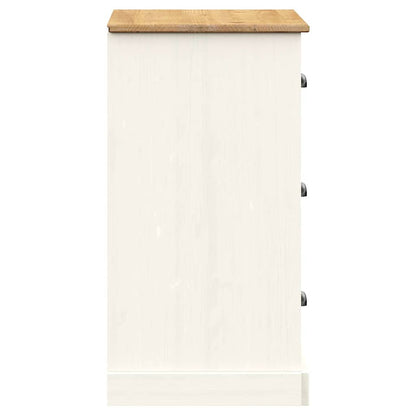 Sideboard with Drawers VIGO 78x40x75 cm White Solid Wood Pine
