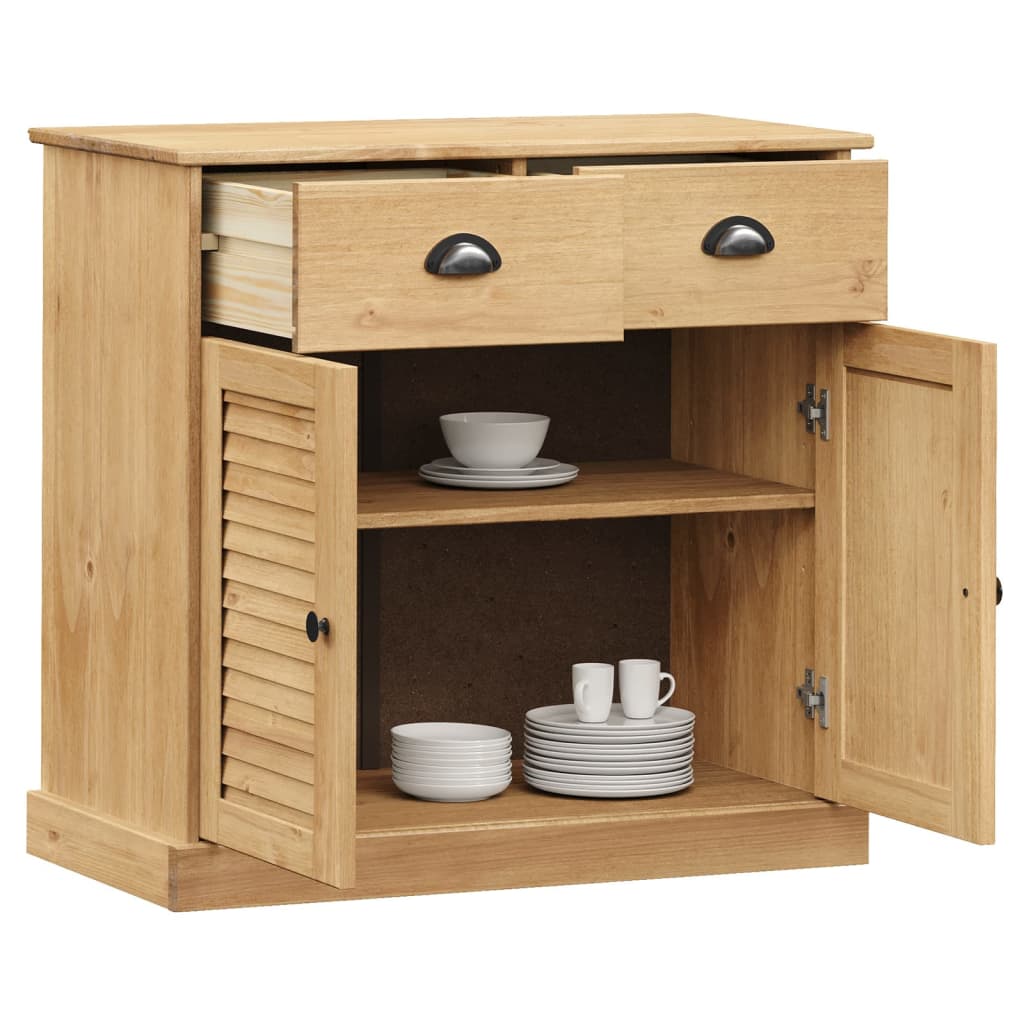 Sideboard | Honey | Solid pine wood, engineered wood, metal | Compact