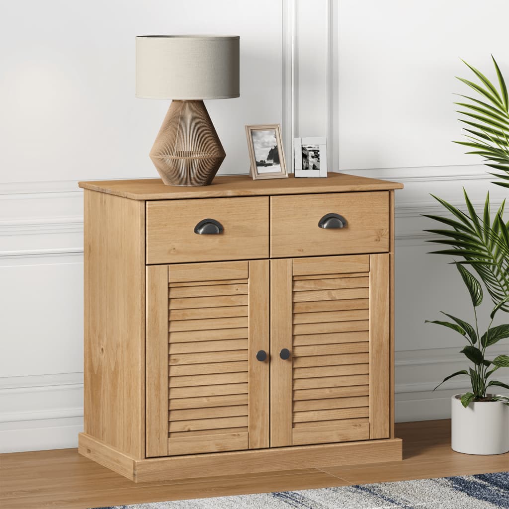 Sideboard | Honey | Solid pine wood, engineered wood, metal | Compact