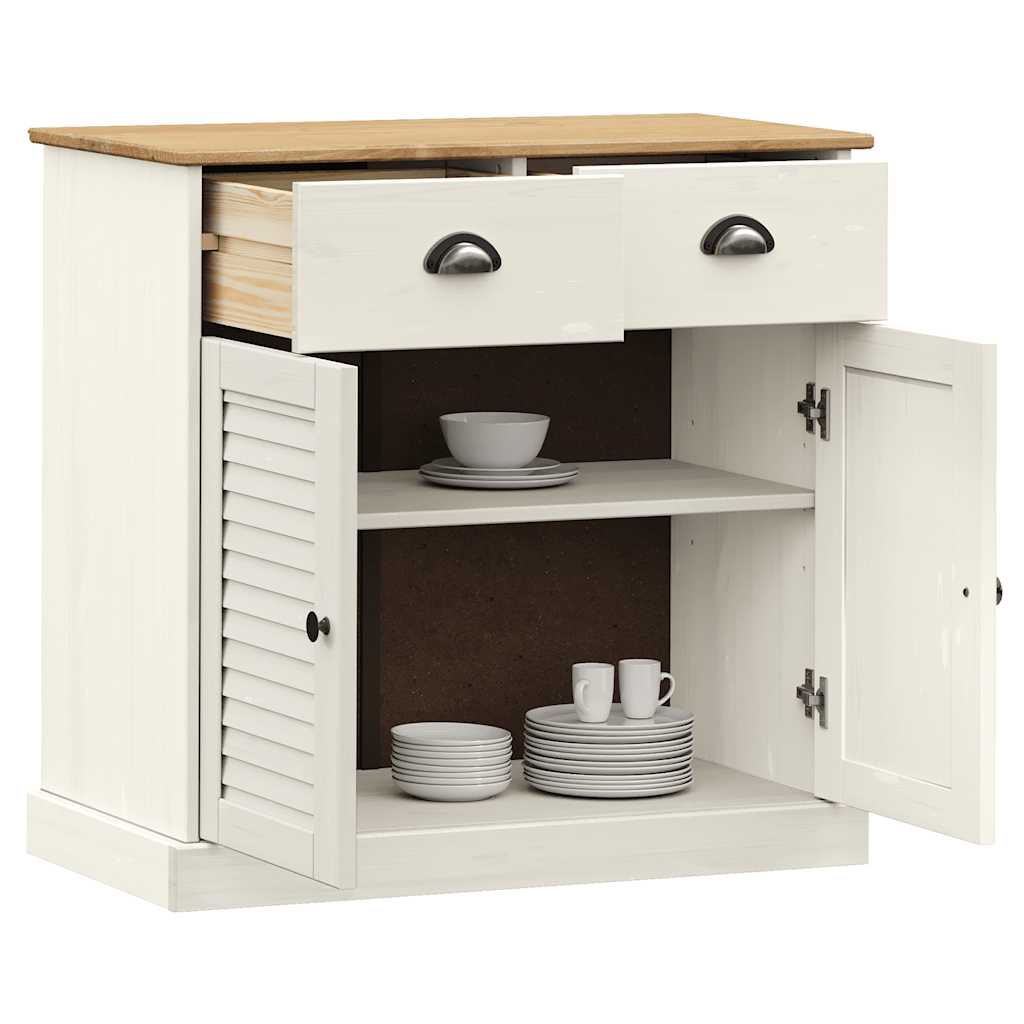 Sideboard with Drawers VIGO 78x40x75 cm White Solid Wood Pine