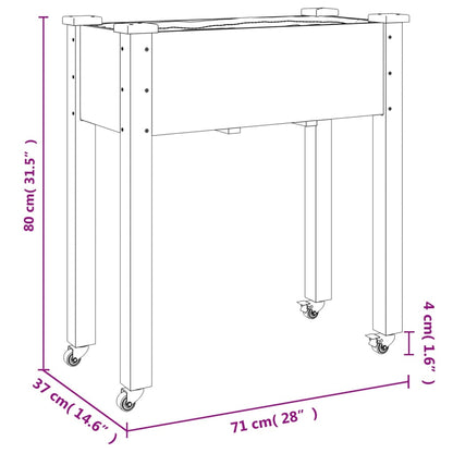 Wheeled Planter with Liner 71x37x80 cm Solid Wood Fir