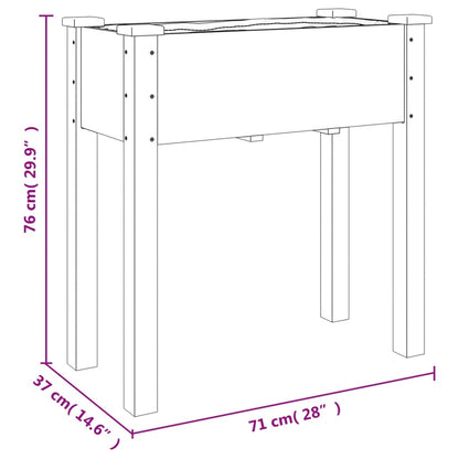 Wheeled Planter with Liner Grey 71x37x80 cm Solid Wood Fir