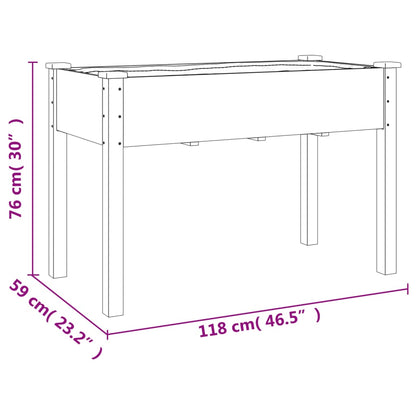 Wheeled Planter with Liner Brown 118x59x80 cm Solid Wood Fir