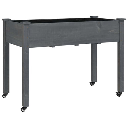 Wheeled Planter with Liner Grey 118x59x80 cm Solid Wood Fir