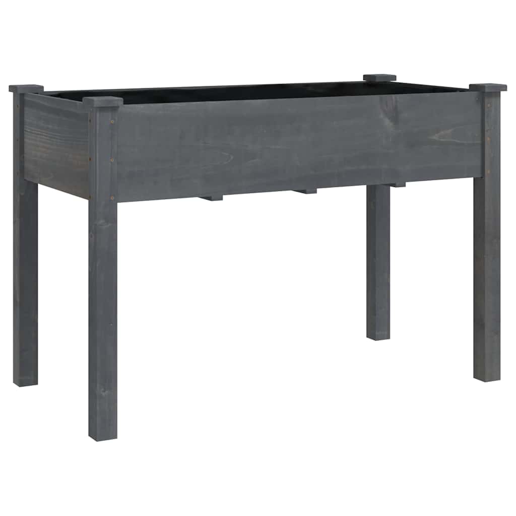 Wheeled Planter with Liner Grey 118x59x80 cm Solid Wood Fir