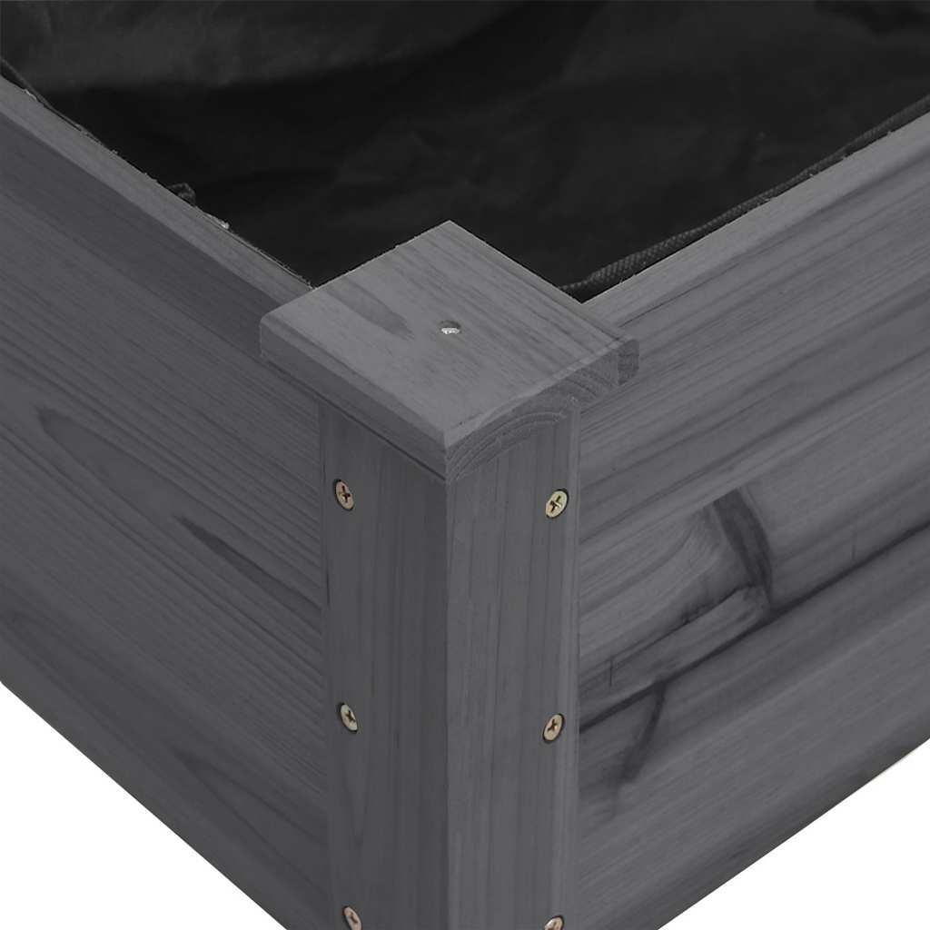 Wheeled Planter with Liner Grey 118x59x80 cm Solid Wood Fir