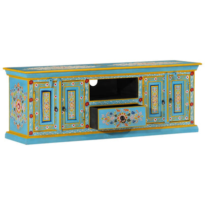 TV Cabinet Blue 110x30x40 cm Solid Wood Mango
