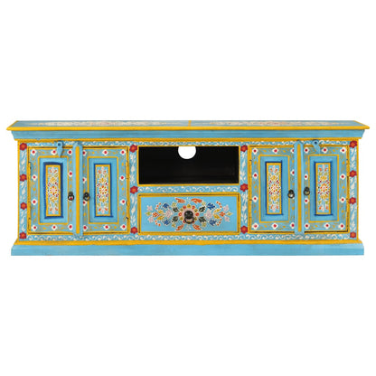 TV Cabinet Blue 110x30x40 cm Solid Wood Mango
